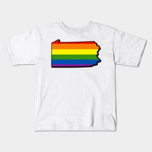 Rainbow Pennsylvania Outline Kids T-Shirt